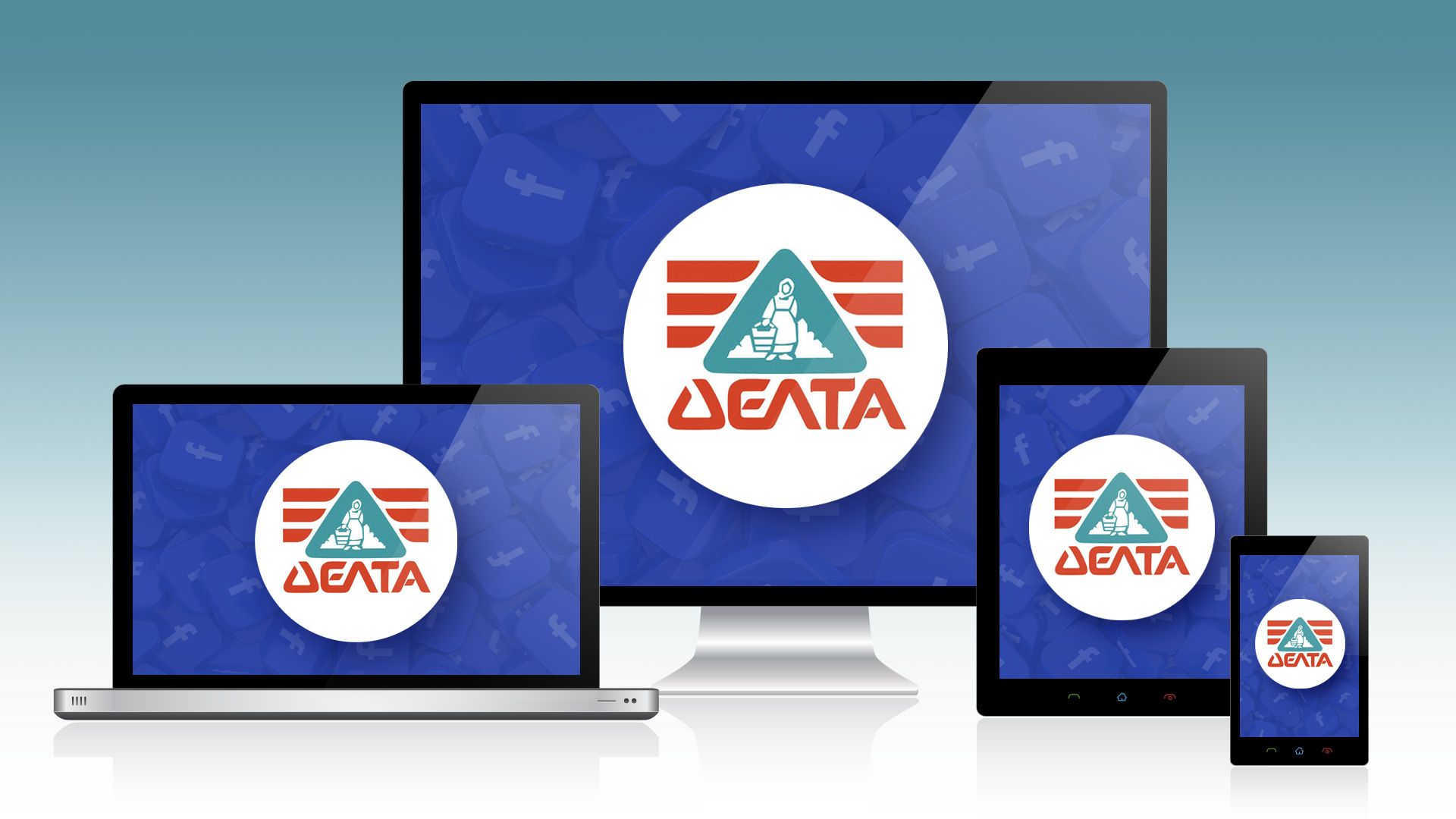 οθόνες με λογο ΔΕΛΤΑ για το chatbot