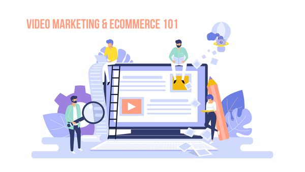 graphics με ανθρώπους πάνω σε μια οθόνη - video marketing